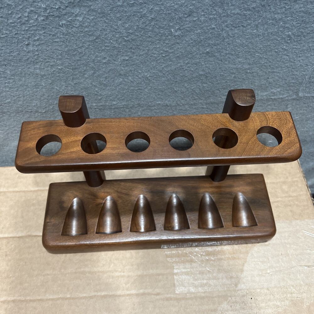 Vintage Duk-IT 6 Pipe Genuine Walnut Wood Stand Rest 10.5" - Picture 4 of 12